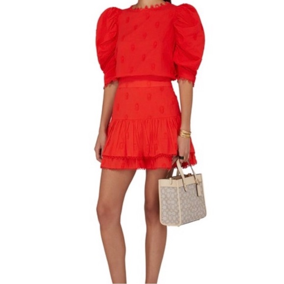 Farm Rio Red 3D Pineapple Mini Skirt nwot sz S - Picture 2 of 10